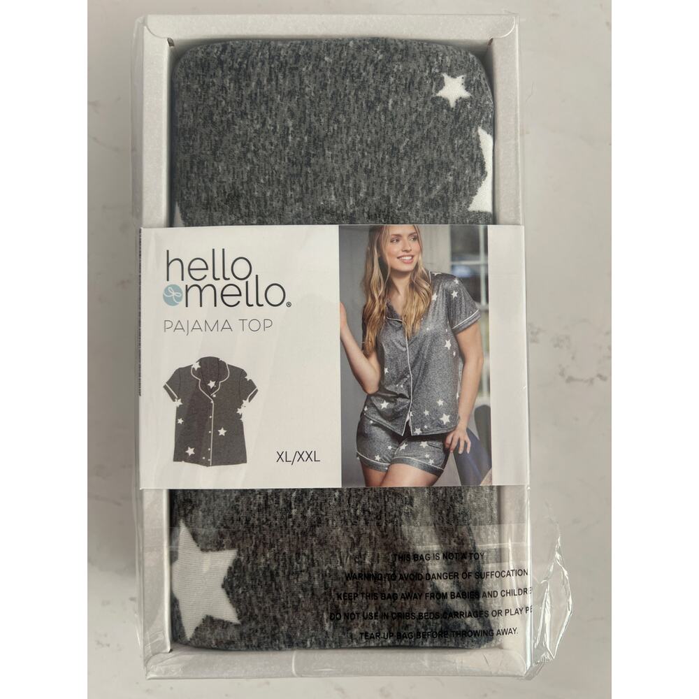 Hello Mello SIGNATURE LOUNGE TOP Gray and White Size  XL
